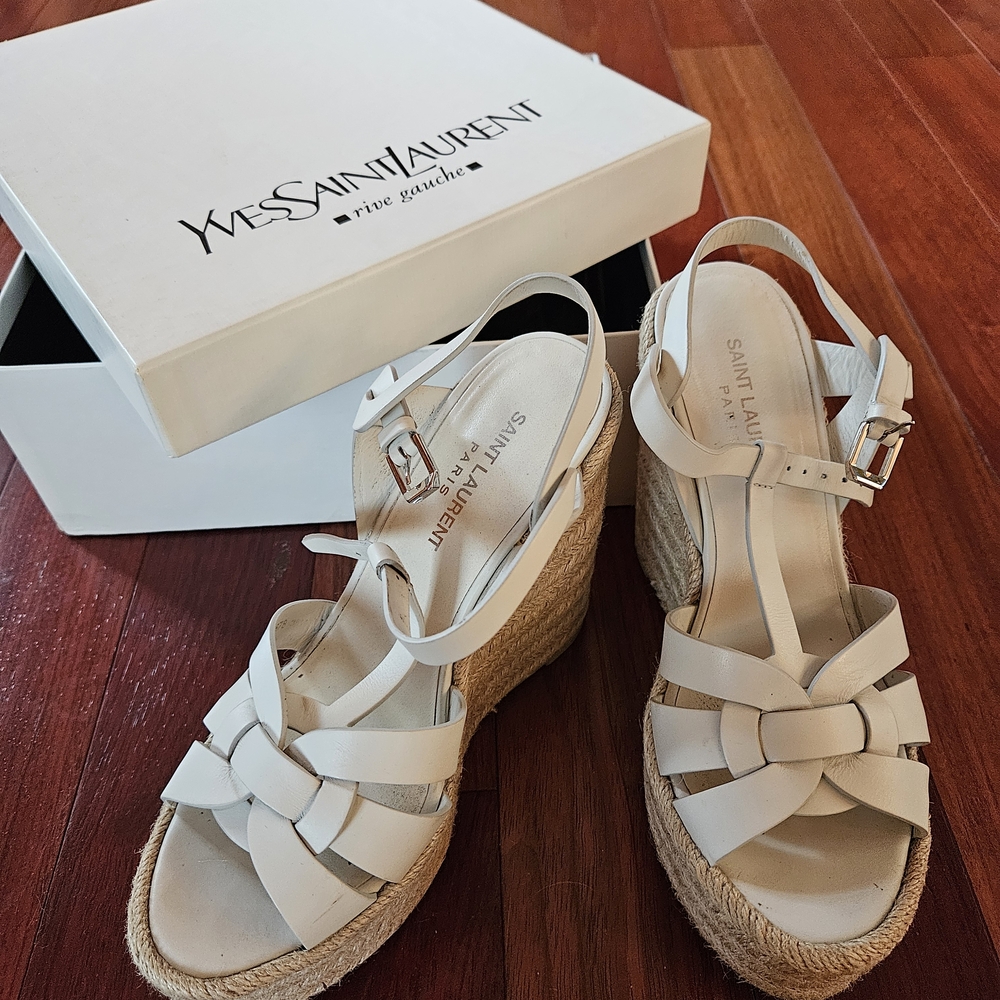 YSL Yves St. Laurent TRIBUTE espadrilles wedge in smooth leather
WHITE Size 38.5